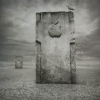 Apple logo in stone